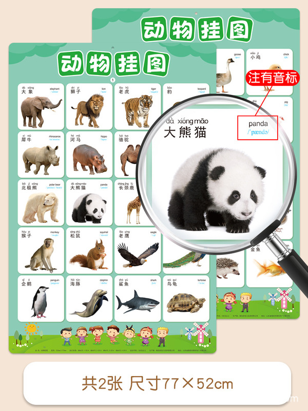 蔬菜水果动物挂图早教启蒙学习认物学前幼儿园认知认识3岁墙贴|undefined
