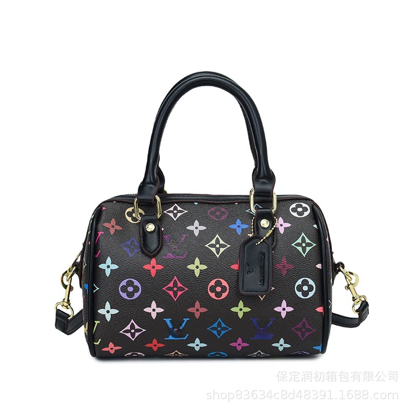Vintage Monogram Boston Bag For Women - New Fashion Large Capacity Handbag, Versatile Shoulder & Crossbody Pillow Bag For Commuting - Thumbnail 5