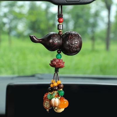 Car hanging Car Hanging Car Rearview Mirror - good-luck-and-wealth-mahogany-beaded-gourd-pendant