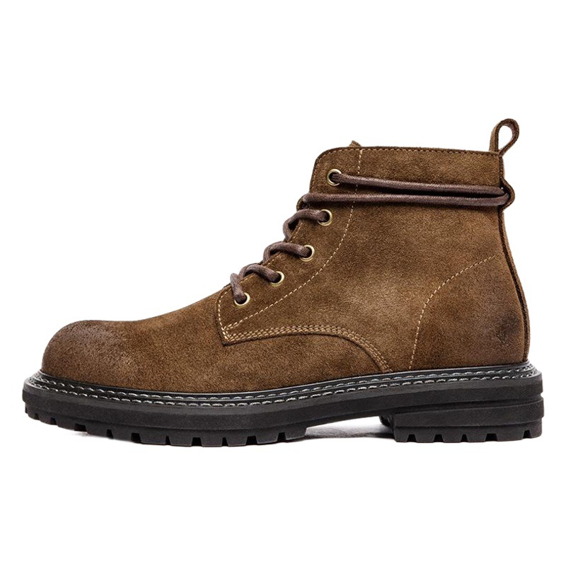 Madden American Retro Genuine Leather Desert Boots Winter Snow Boots Fleece-Lined Cotton Shoes Men's Brown Suede Work Boots