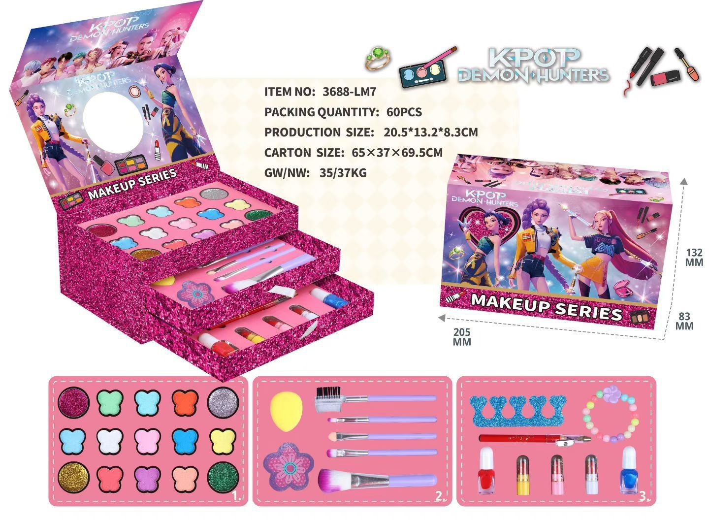 Set Portátil de Maquillaje de Juguete de Plástico, Portátil, para Juegos de Rol