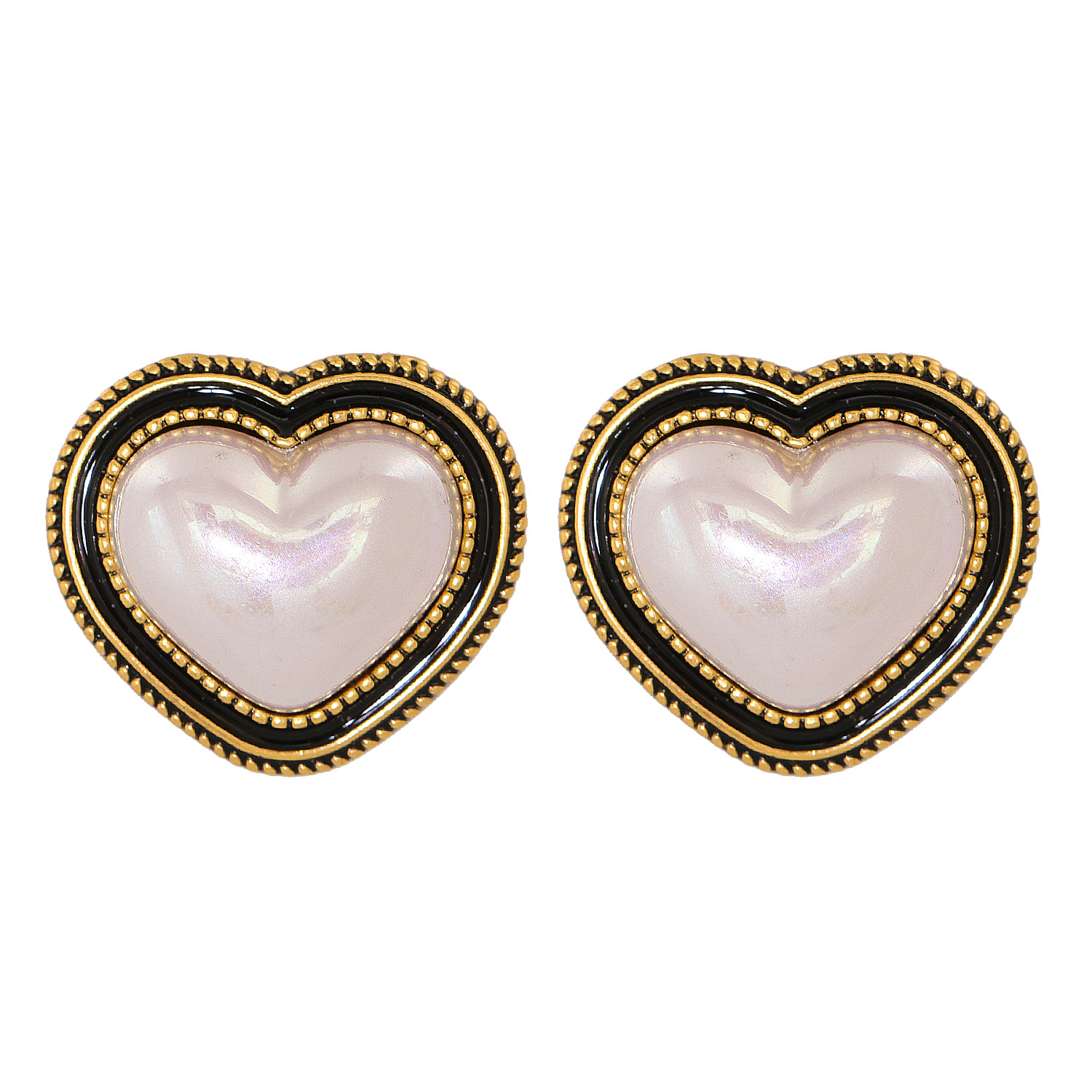 Aretes Retro Grandes En Forma De Corazón De Melocotón display picture 2