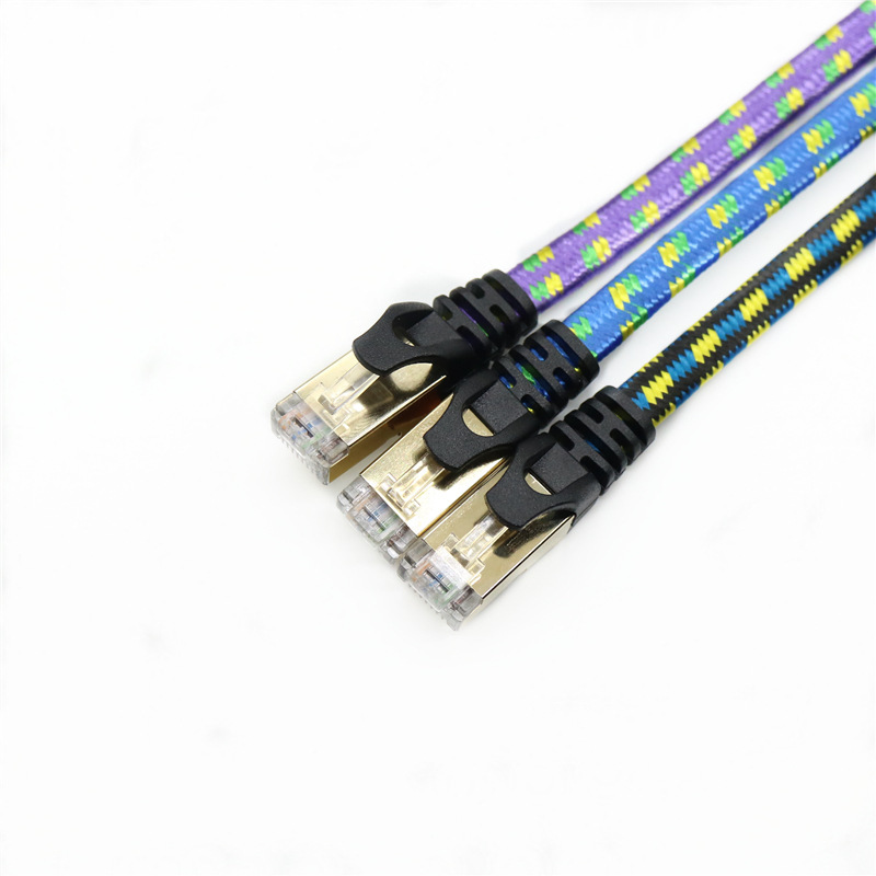 Cross-Border Hot-Selling Eight-Category Nylon Outer Braided Flat Network Cable Pure Copper 10g Shielded Network Cable Cat8 Flat Cross-Border Hot-Selling Eight-Category Nylon Outer Braided Flat Network Cable Pure Copper 10g Shielded Network Cable Cat8 Flat