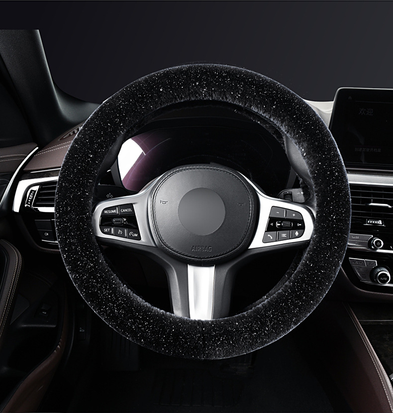 Steering wheel cover car handle cover starry sky winter mink plush warm winter armrest box cushion car seat rear seat