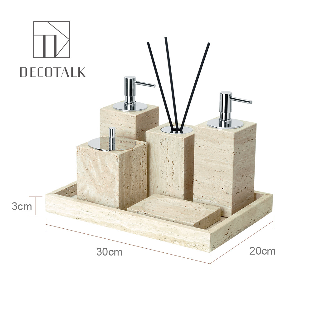 Huangdong Stone Baño de baño de cinco piezas conjunto de lavado conjunto de inodoro de mármol bandeja modelo decoración de la habitación "Viento silencioso"