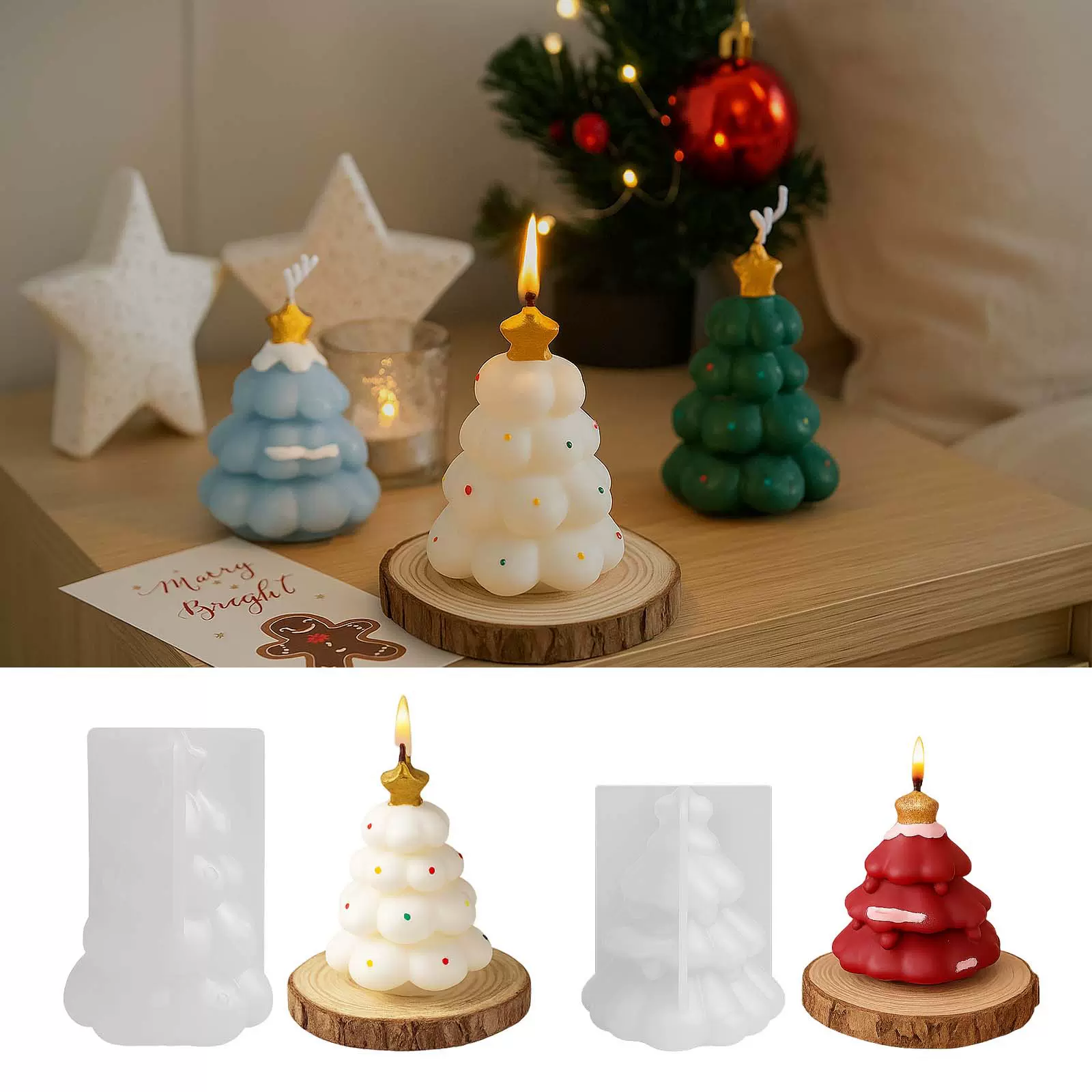 胖丫丫diy圣诞树香薰蜡烛硅胶模具圣诞节伴手礼派对手工硅胶模具
