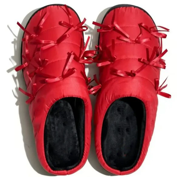 Трансграничная коммерциал Amazon subu тапочки пуховая ткань бант стеганая губка памяти домашние тапочки