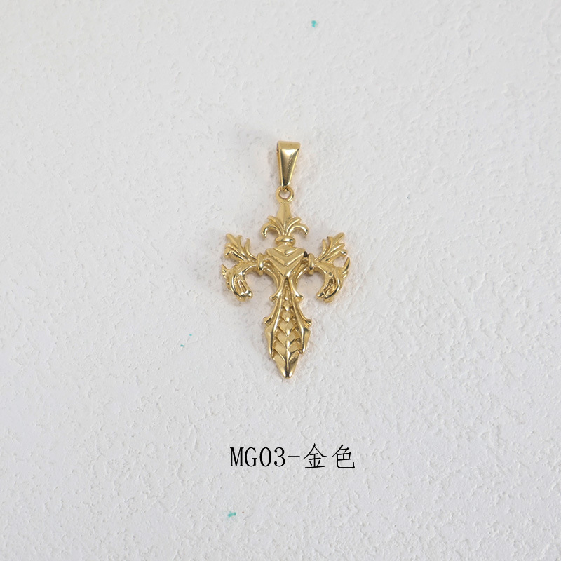 Colgante de cruz de rosa vintage AliExpress no desvanecerse transfronterizo acero de titanio chapado en oro 24K joyas transfronterizas ventas calientes