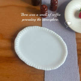 微缩餐碟椭圆碟玩具模型场景 娃娃屋配件 46mm迷你陶瓷菜碟C3029