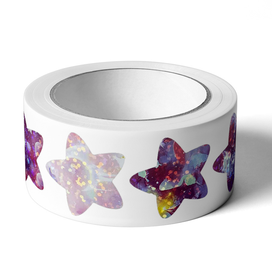 500 / rollo de 2,5 cm rollo de pegatinas de estrella brillante pegatinas de sello autoadhesivas pegatinas de etiqueta adhesiva