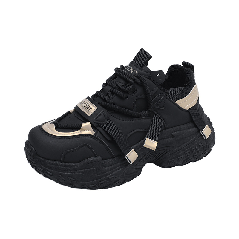 Zapatillas de Deporte Chunky para Mujer, PU, Suela de Caucho, con Aumento de Estatura, para Uso Diario