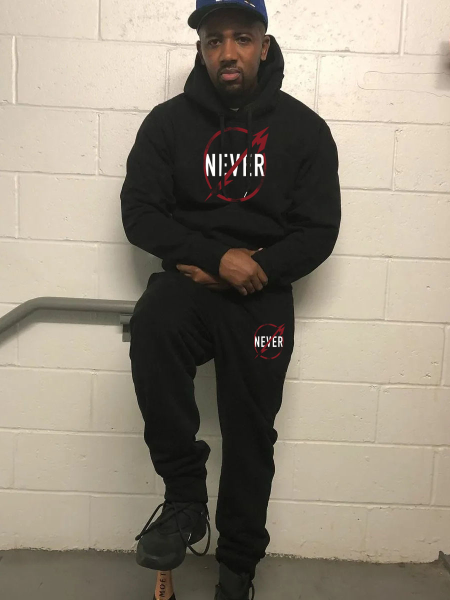 Mens Two Piece Hoodie And Sweatpants Set Casual Letter Print_voghion.com