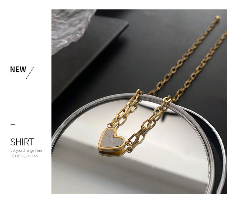 15g Weight Pendant Necklace Classification 1 Piece Quantity Daily Occasion Titanium Steel Material Heart Shape Pattern Women'S Gender Plating Design Fashion Style Fashion Heart Shape Titanium Steel Plating Pendant Necklace 1 Piece 2