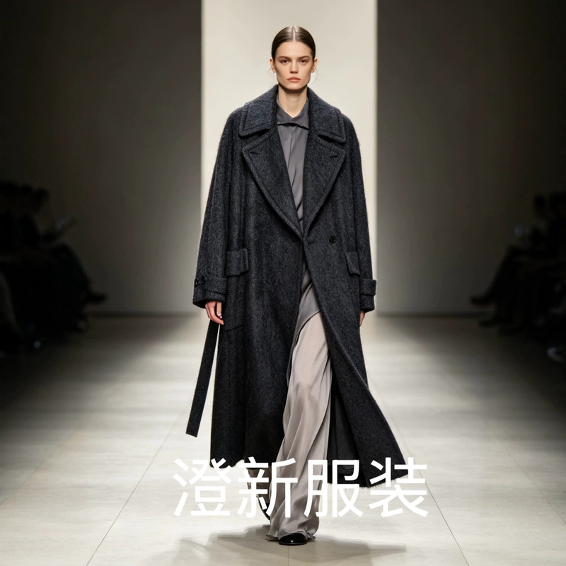[in Stock] 26 Autumn/Winter 100% Yak Wool Fleece-Lined Women's Long Turn-Down Collar Wool Coat, Elegant Style