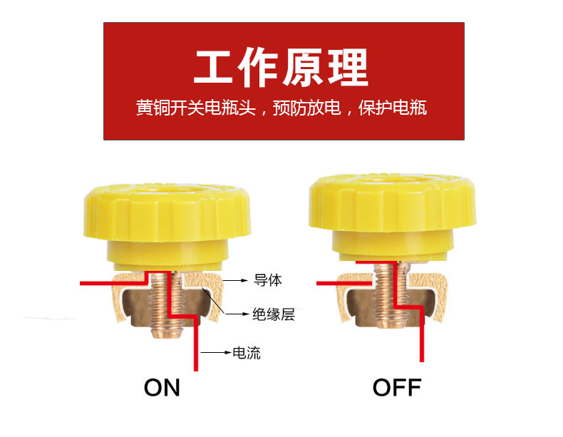 Nexter General Motors brass power knob switch battery pile head terminal clip adapter power-off leak-proof