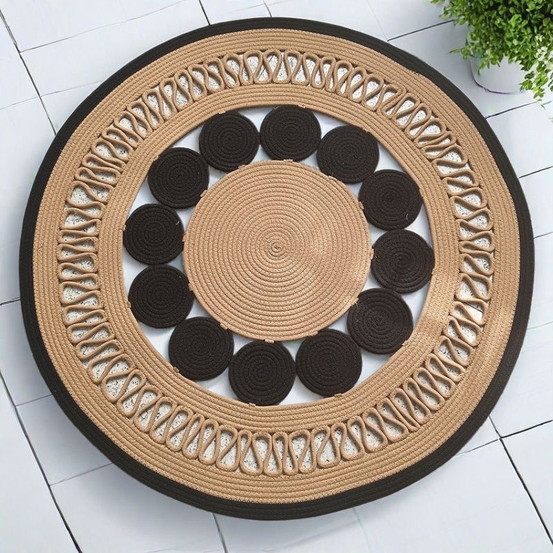 Estera de alfombra tejida a mano de hierba de agua natural, mesa de centro de sala de estar redonda en forma de tienda, alfombra de dormitorio, decoración de fotografía