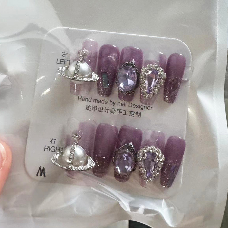 Kaiman desgaste hecho a mano fragmento de uñas con flash diamante Año Nuevo desgaste pieza de uñas puro deseo europeo y americano largo parche de uñas