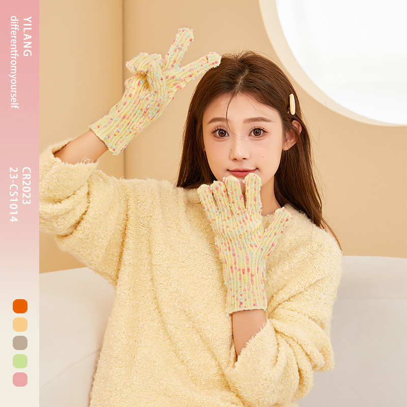 2025 秋冬新作女性用ニット手袋、ベルベットキャンディーカラー、暖かく防寒性、ファッショナブルな指なし韓国風手袋|undefined