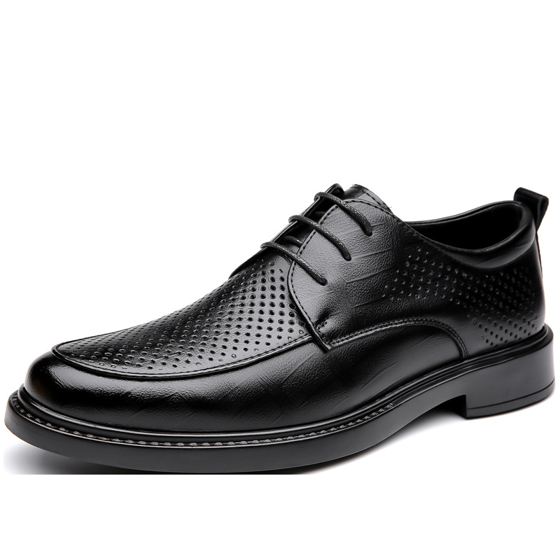 여름 중공 가죽 신발 남성 통기성 가죽 사업 원피스 구멍 신발 부드러운 표면 소 가죽 원피스 신발 냄새 방지 천공 신발