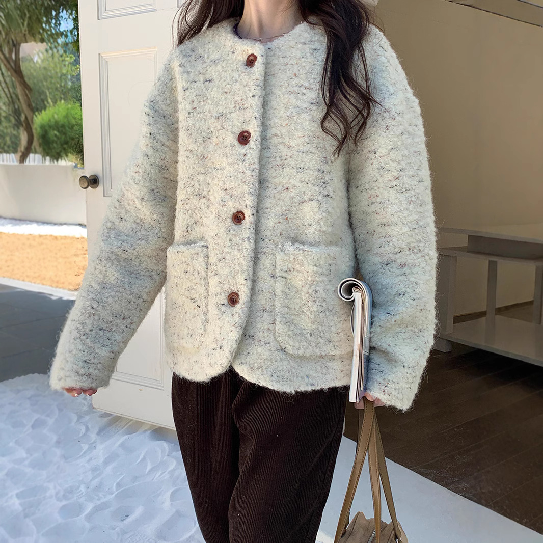 50% 울 소재의 여성용 겨울 코트, 2025년 신상 한국 스타일의 부드러운 양털 코트