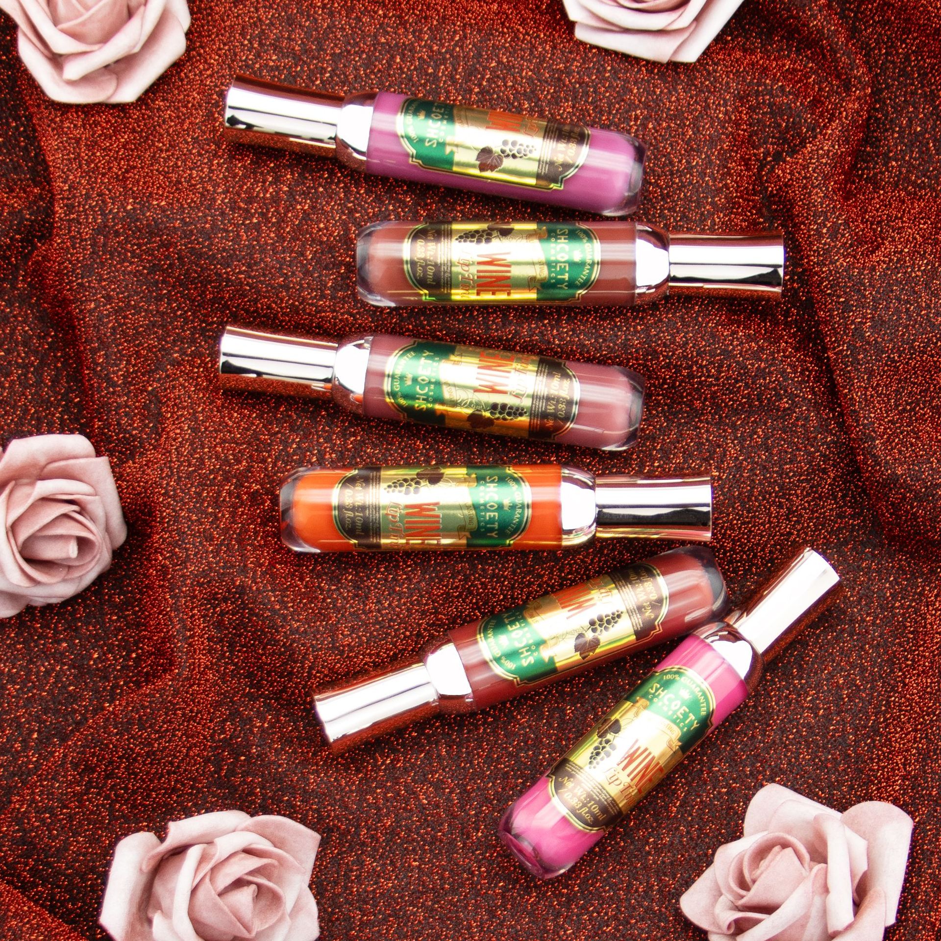 Cross-border lip gloss, red wine bottle, makeup, lip dye, non-fading lips, matte, frosted velvet lip gloss, liquid lipstick undefined