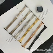 适用iwatch6手表带金属不锈钢小蛮腰apple watch54321代细五珠14m