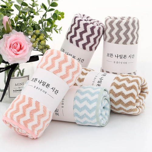 Towels individually packaged coral velvet polyester and brocade gift towels foreign trade water-absorbent color strips cationic welfare LOGO face wash