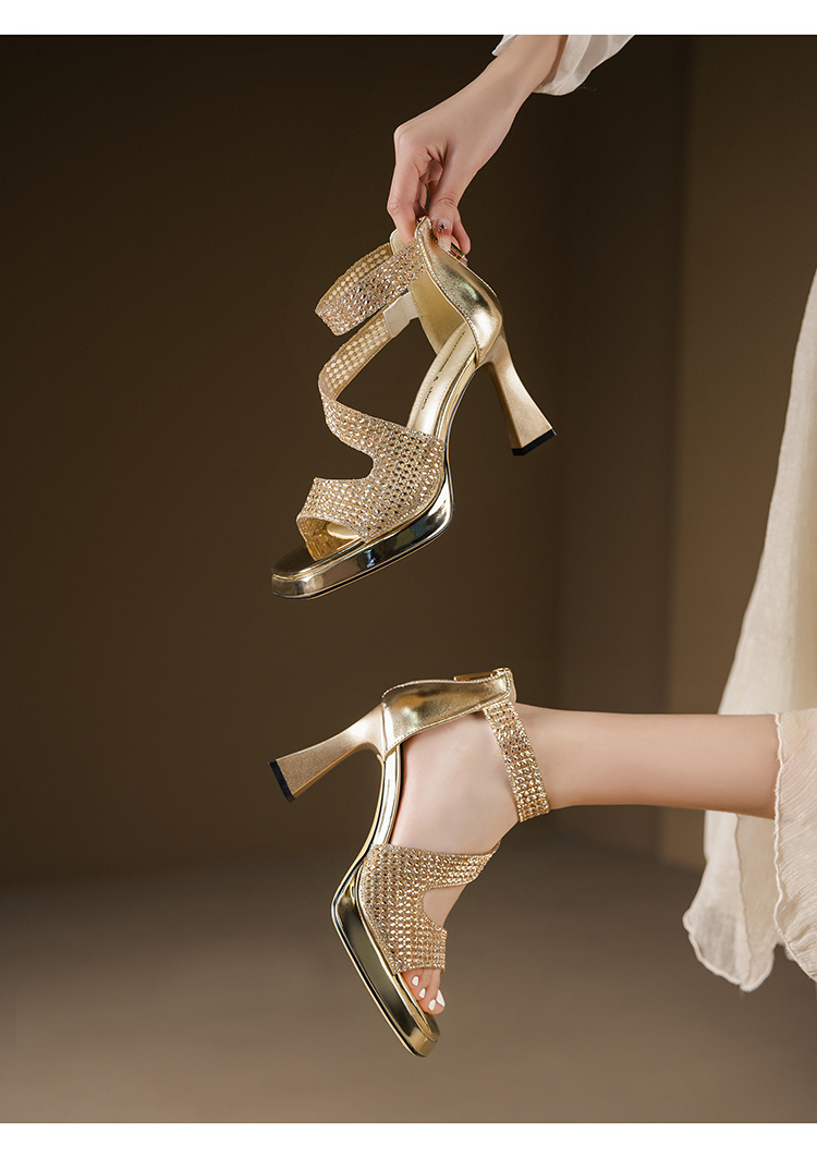 Y5751 Sommerliche französische Strass-Sandalen mit offener Zehenpartie, wasserdicht, Plateau, dicker Absatz, bequem, hohe Absätze, geschlossen_voghion.com