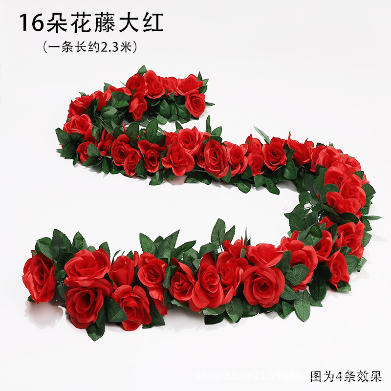 Boda flor artificial Rosa ratán flor artificial cama cabeza flor pared colgante hogar Decoración de la boda vid al por mayor