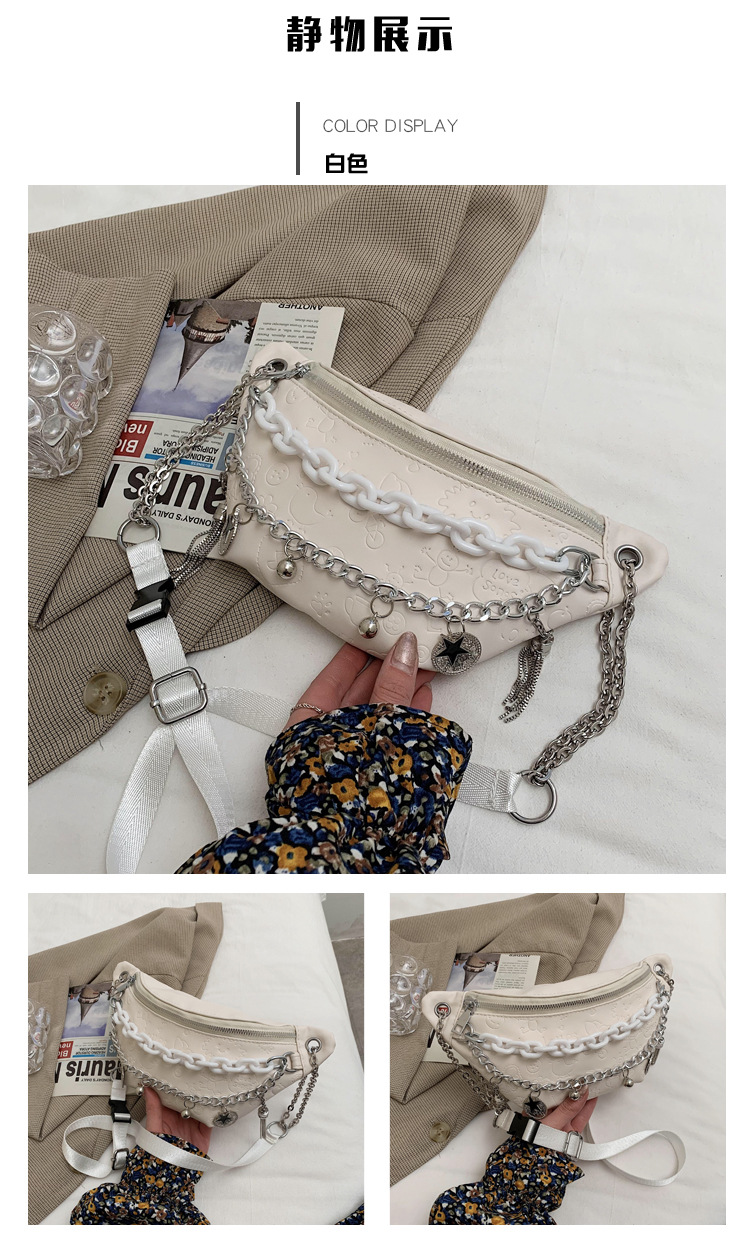 Korean Solid Color Chain Messenger Waist Bag display picture 1