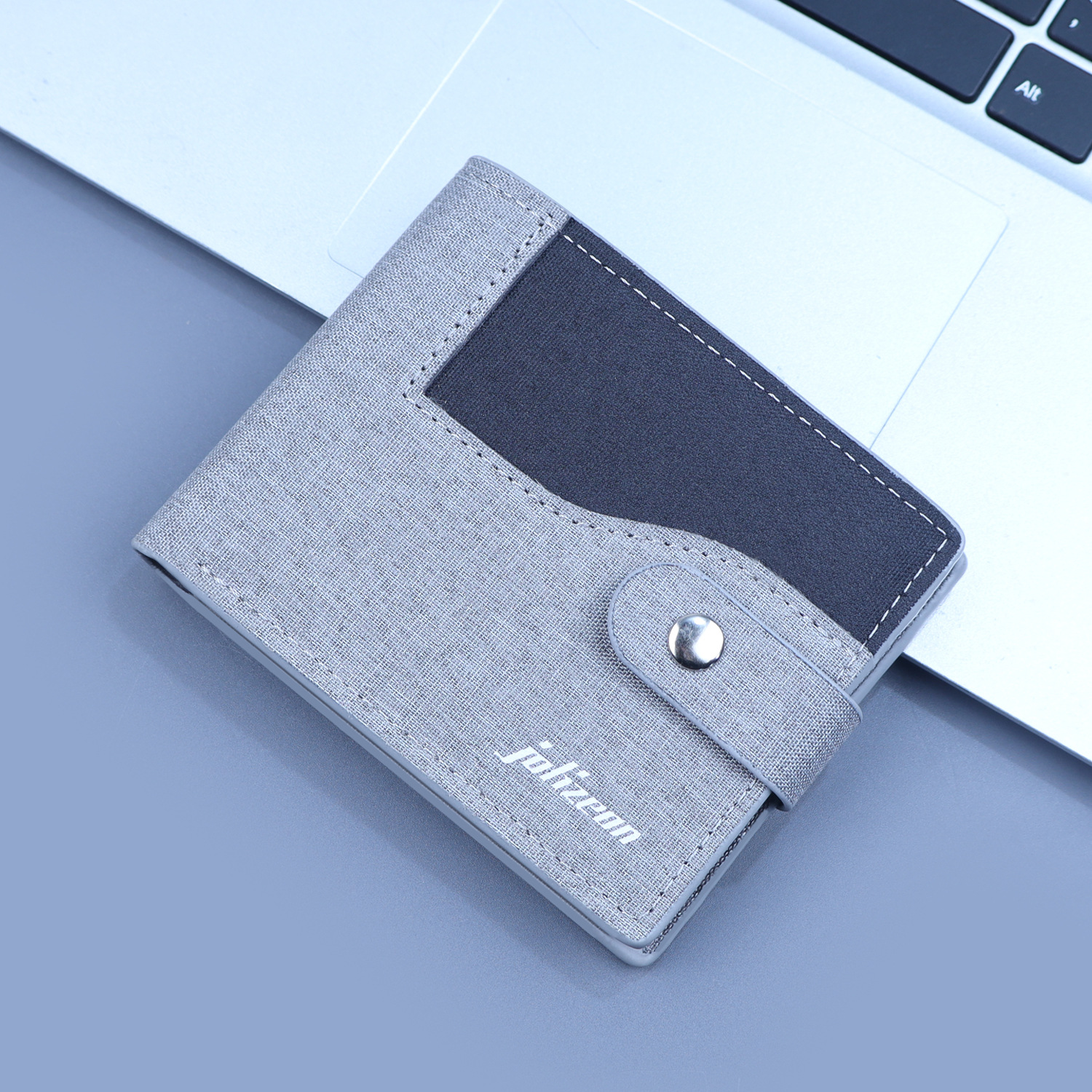 Canvas Wallet Men's Short Style Snap Button Men's Multi-Card Slot Card Holder Integrated Multi-Layer Wallet Wallet Man Cross-Border