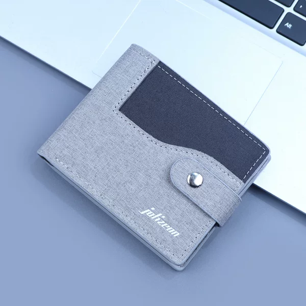 Canvas Wallet Men's Short Style Snap Button Men's Multi-Card Slot Card Holder Integrated Multi-Layer Wallet Wallet Man Cross-Border
