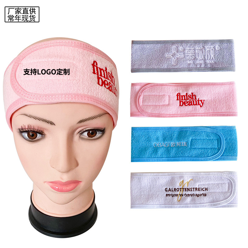 Europa y los Estados Unidos transfronterizos velcro cinta para el cabello damas yoga LOGO bordado banda de cabello personalizada hijab absorción de sudor adornamiento para el cabello
