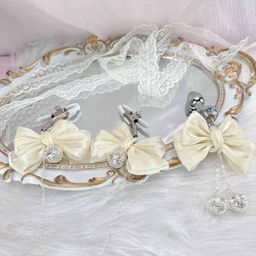 Pink streamer bow nipple clamp with chain women's products sm sex tool flirting vagina clamp punishment nipple anal plug