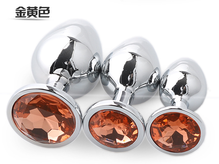 Metal Anal Plug Set with Diamond Detail, 3 Sizes with Velvet Pouch — detail image 31
