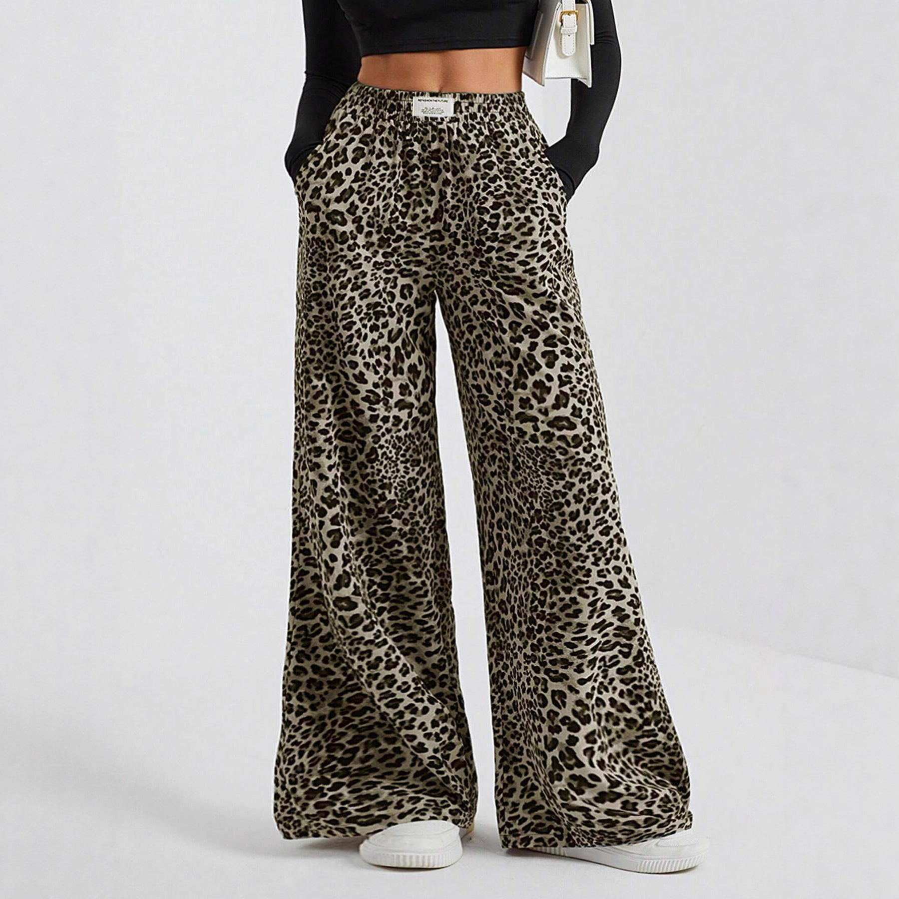 European American Autumn And Winter New Cross-border Bestseller Leopard Print Woven Women's Wide-leg Elastic_voghion.com