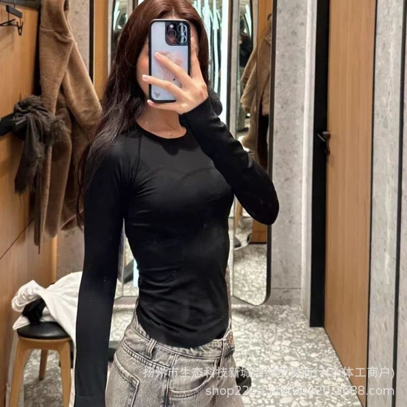 Luoluomu1.0 Long-Sleeved T-Shirt Quick-Drying Round Neck Sports Yoga Running Fitness Tight Top for Women Luoluomu1.0 Long-Sleeved T-Shirt Quick-Drying Round Neck Sports Yoga Running Fitness Tight Top for Women