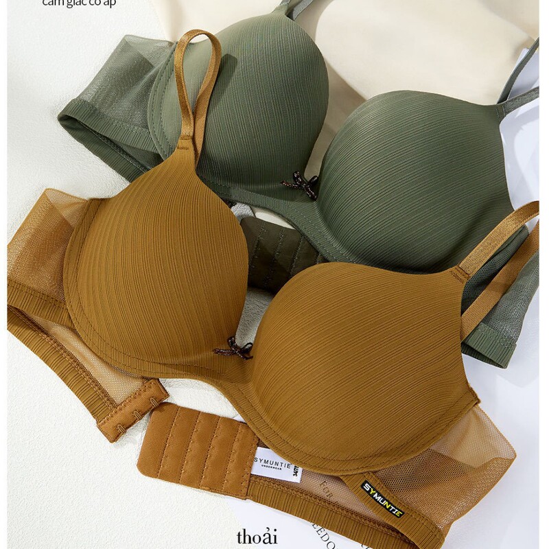 Foreign Trade Cross-Border S27 Front-Clasp Bra with Underwire, Gathering and Anti-Sagging Features, Beautiful Back Design, Ribbed Thin Cup, Sewn-In Style Bra