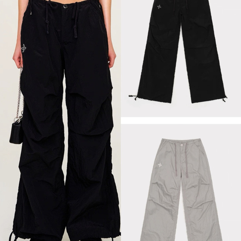 Sk Double Dragon Lightning Work Pants g Drawstring Wide-Leg Sports Casual Pants Paratrooper Pants Thin Long Pants 26