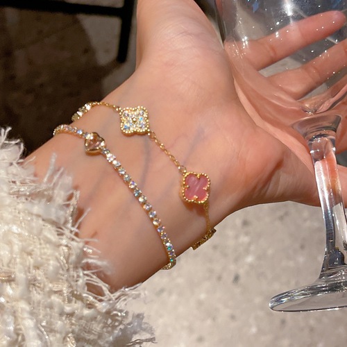 Gentle Princess Style Flower Bead Bracelet  Lobster Clasp Micro-set Zirconia Bead Rope Bracelet with Elegant Vibe and Popular Online Jewelry J959