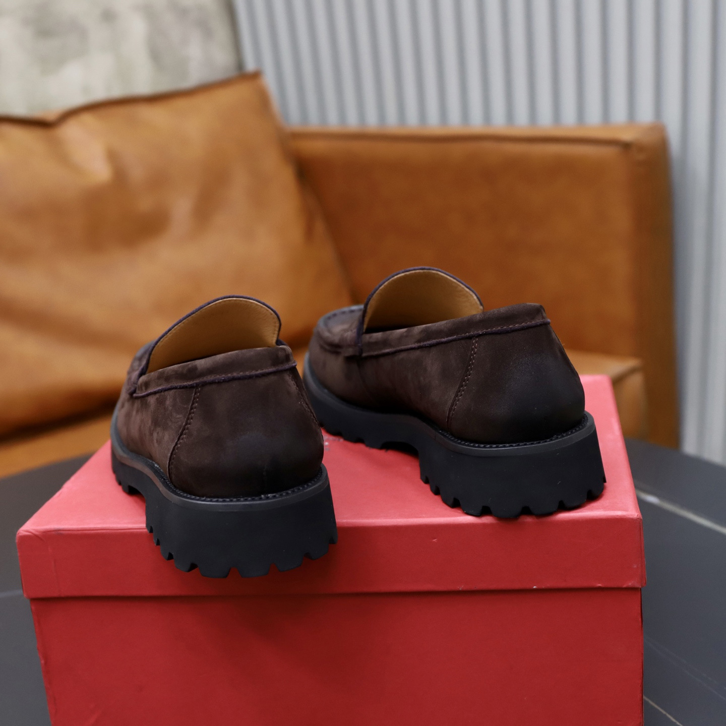 Quality Shoes Spring Summer New Retro Old Money Style Loafers Big Toe Brown Suede Shoes Men_vogvips.com