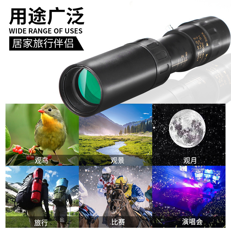 10-300x40 金属製単眼鏡望遠鏡、伸縮式ズーム、10-25x30 可変倍率、高解像度、ポータブル、伸縮式|undefined