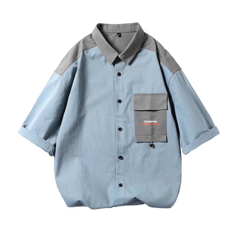 Ropa DE TRABAJO suelta de verano camisa de manga tres cuartos suelta casual volantes guapo media manga camisa de manga corta abrigo moda al por mayor