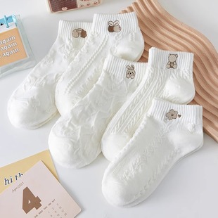 Socks Women's Summer Mesh Breathable Short Socks Women's White Korean-style Cartoon Boat Socks Women's Low-top Sports College Style All-match