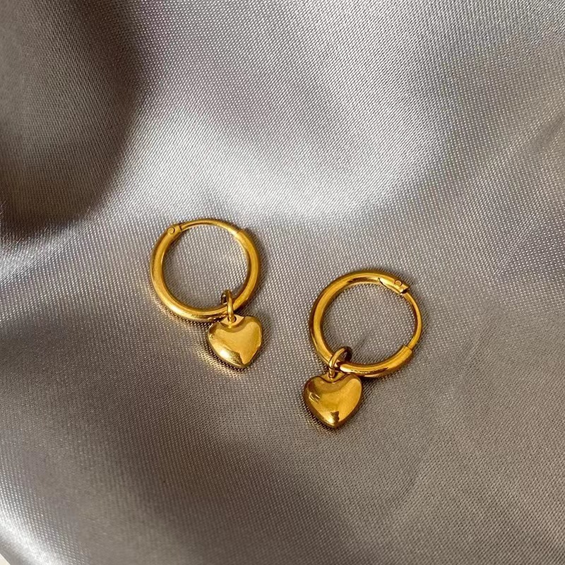 Daily Occasion 304 Stainless Steel Material 1 Pair Fashion Heart Shape Plating 304 Stainless Steel 18K Gold Plated Stainless Steel Earrings