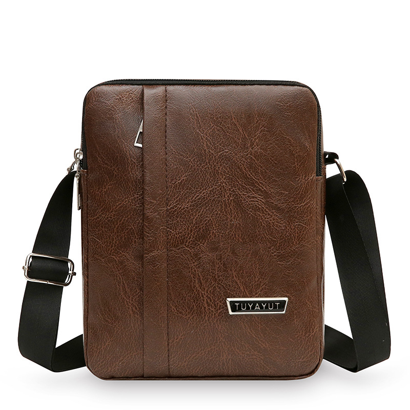 Bolsa de hombro de hombre transfronteriza universal PU cuero de color sólido bolso vertical simple para teléfonos móviles de gran capacidad de transporte diario mochila