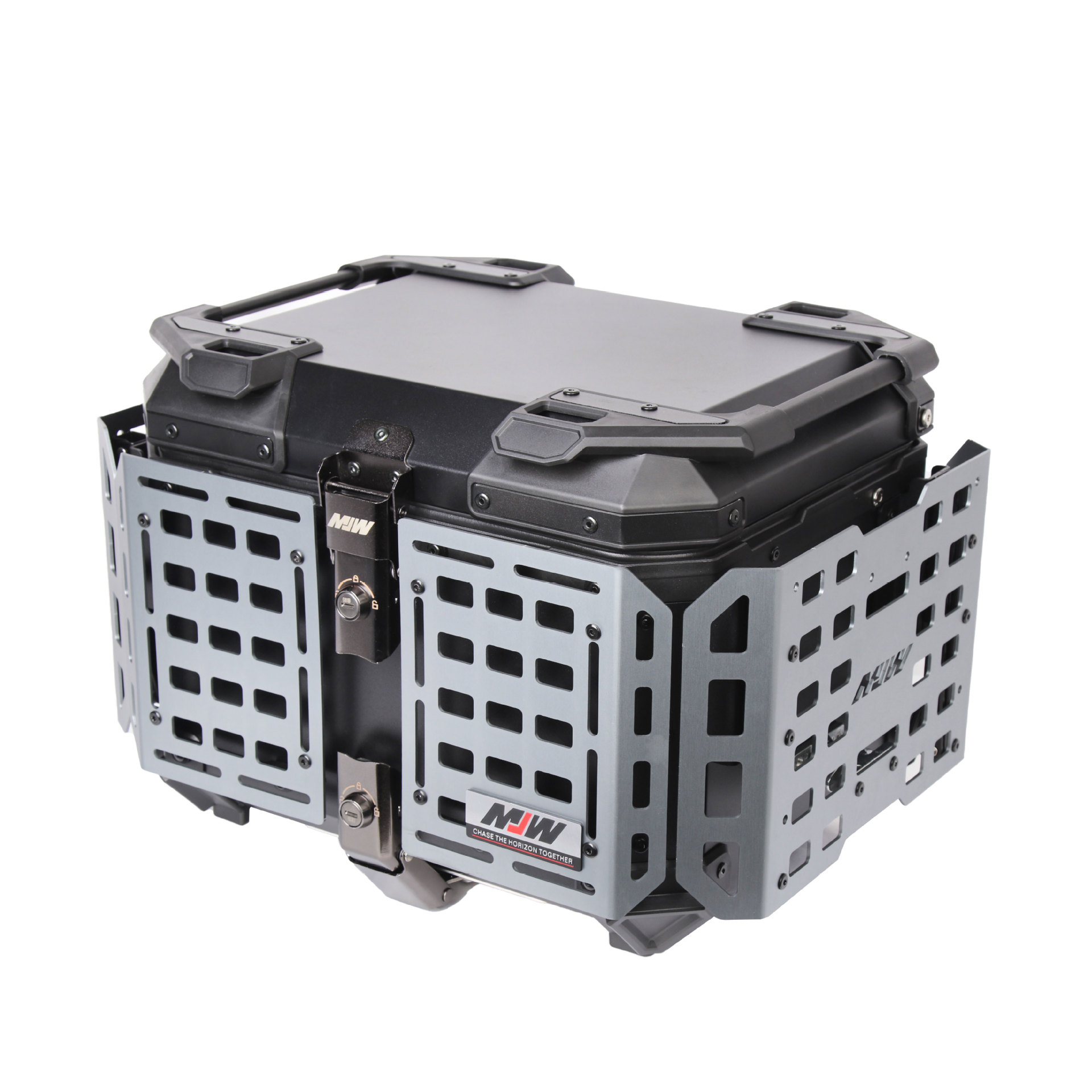 45L motocicleta de aleación de aluminio multifuncional armadura de titanio portátil con fondo de coche eléctrico maletero negro