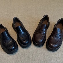 英伦风厚底乐福鞋女2025复古一脚蹬懒人鞋百搭单鞋学院风jk制服鞋