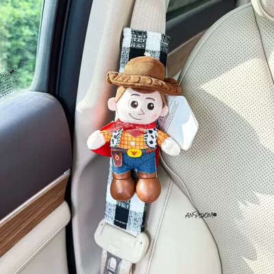 plush toy car interior — Sürətlər qutusu və əl tormozu başlıqları - shoulder-pad-black-plaid-fabric-hudi-riding-the-winds-and-waves-single-piece