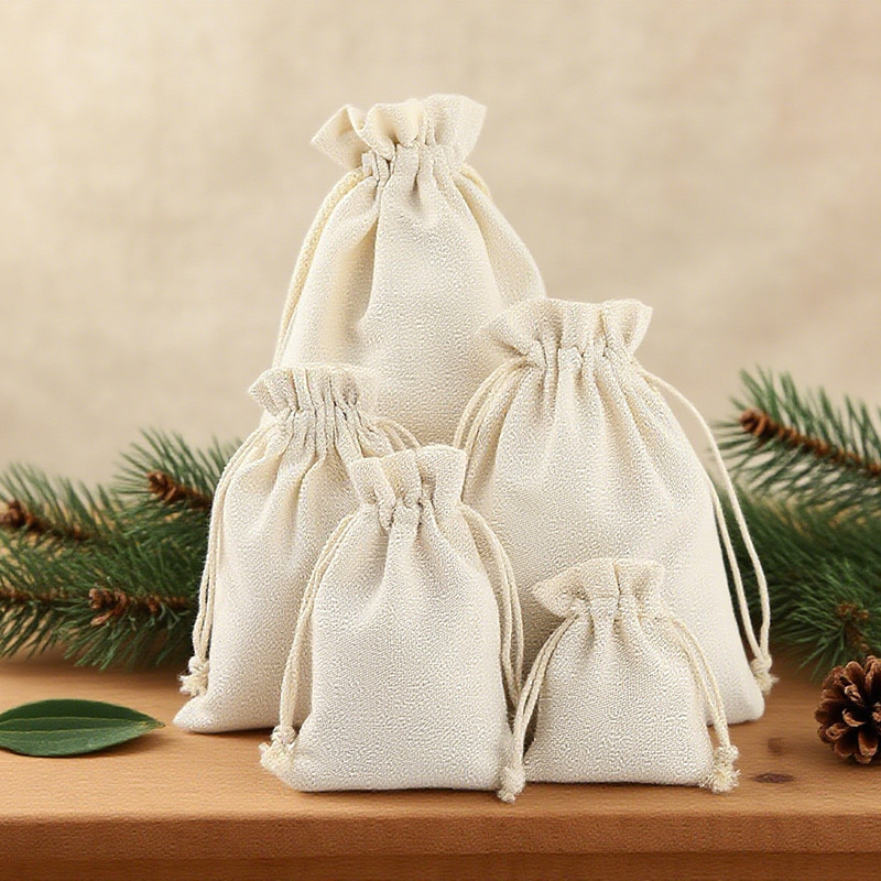 现货抽绳束口防尘袋帆布布袋棉麻束口袋棉麻收纳袋杂粮大米包装袋